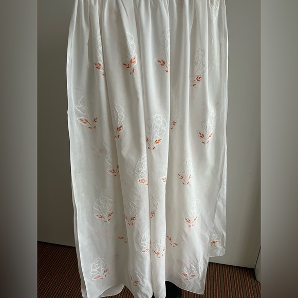 Orange - Lucknow Chikankari Hand Embroidery Cotton Dupatta 39